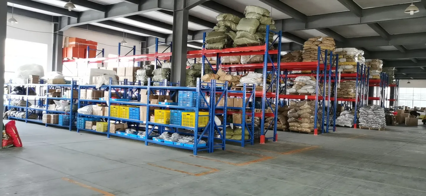 Racks holding components and production materials