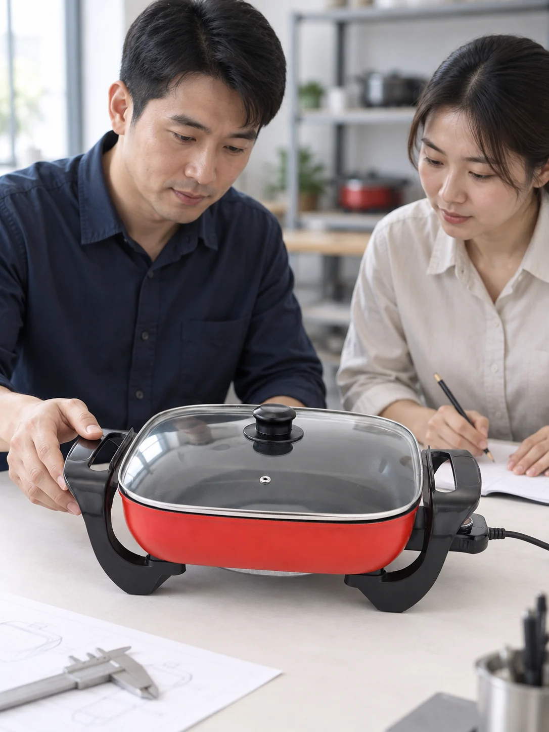 JG-002A electric skillet sample review illustration.